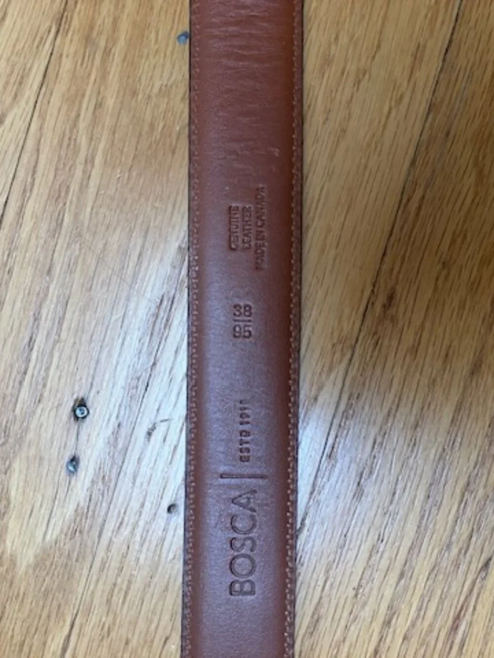 NWOT Bosca Dark Brown leather belt size 38